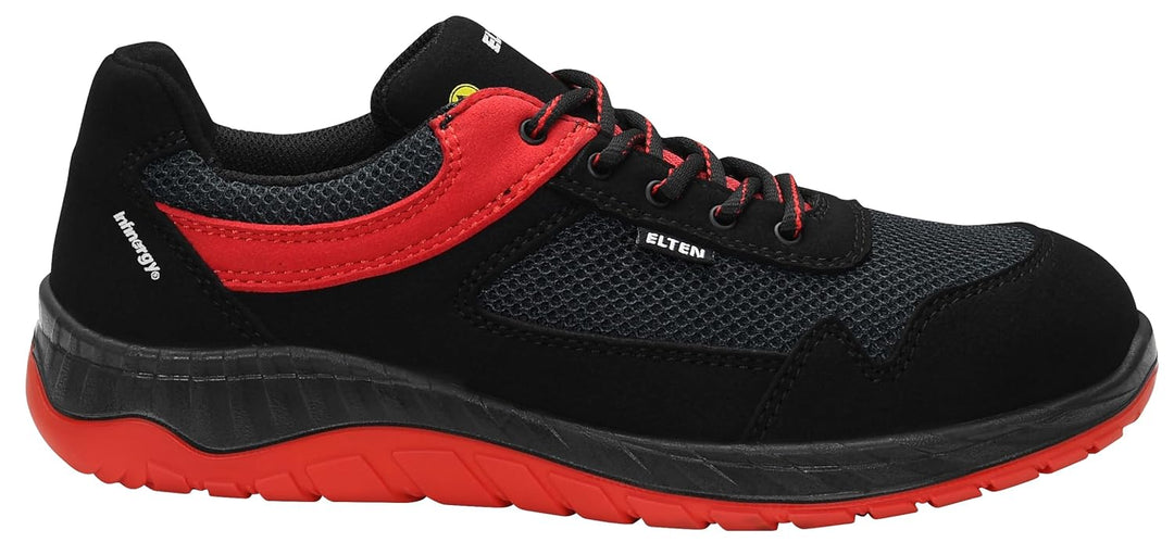 ELTEN Sicherheitsschuhe Lonny red Low ESD S1P, Damen und Herren, Textil, Stahlkappe, leicht, sportli