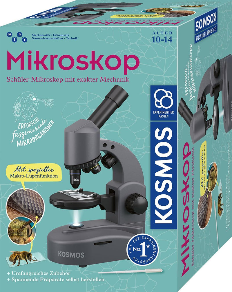 KOSMOS 636098 Mikroskop Experimentierkasten für Kinder, Schüler Mikroskop, Mikroskop für Kinder ab 1