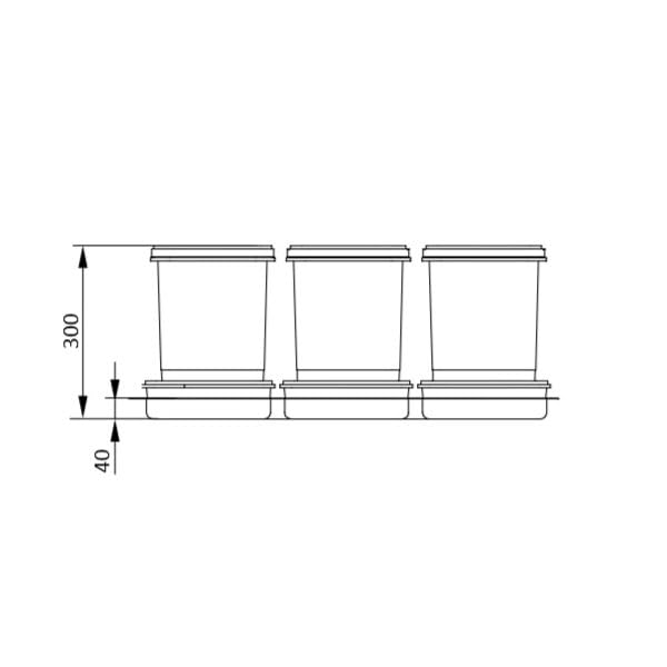 REJS Mülltrennsystem Küche für 90 cm Schrank 3-fach 3 x 15L mit Deckel & Griff Einbau Abfallsammler
