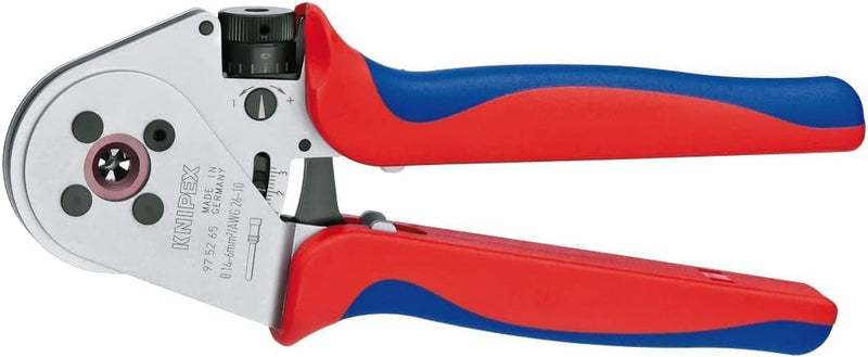 Knipex Vierdornpresszange für gedrehte Kontakte verchromt, mit Mehrkomponenten-Hüllen 250 mm 97 52 6