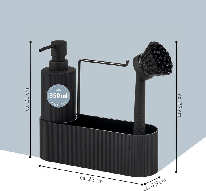 eluno Spülbecken Organizer mit Soft-Touch Oberfläche für Küche & Bad, Spülutensilienhalter inkl. Sei