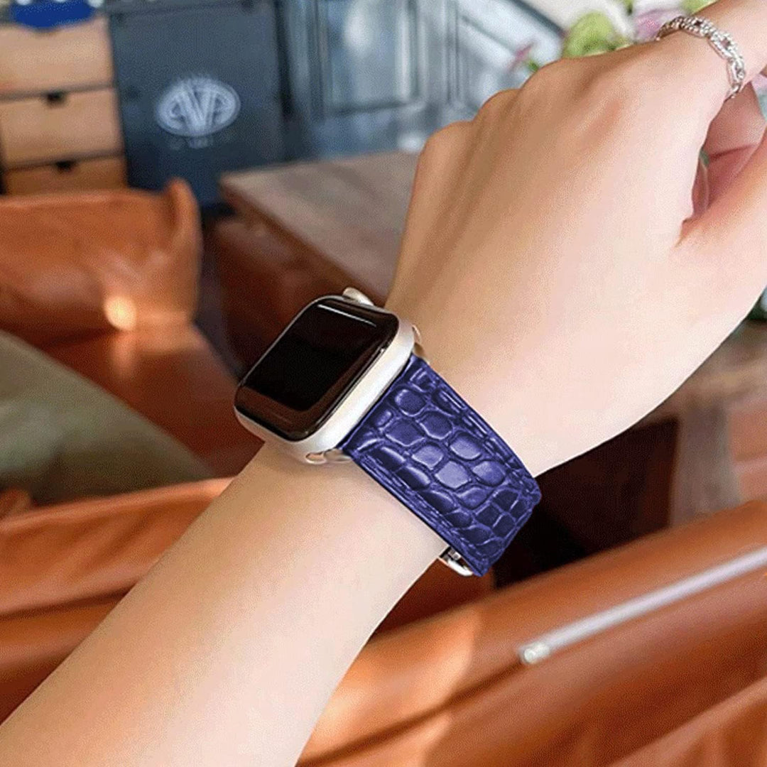 Krokodil Armband Kompatibel mit Apple Watch Armband 41mm 40mm 38mm Leder Alligator Ersatzarmband Kom