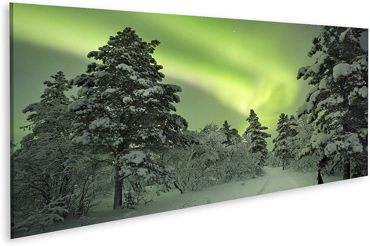 islandburner Bild auf Leinwand Aurora Borealis Pfad Winterlandschaft Finnisch Lappland Bilder Wandbi
