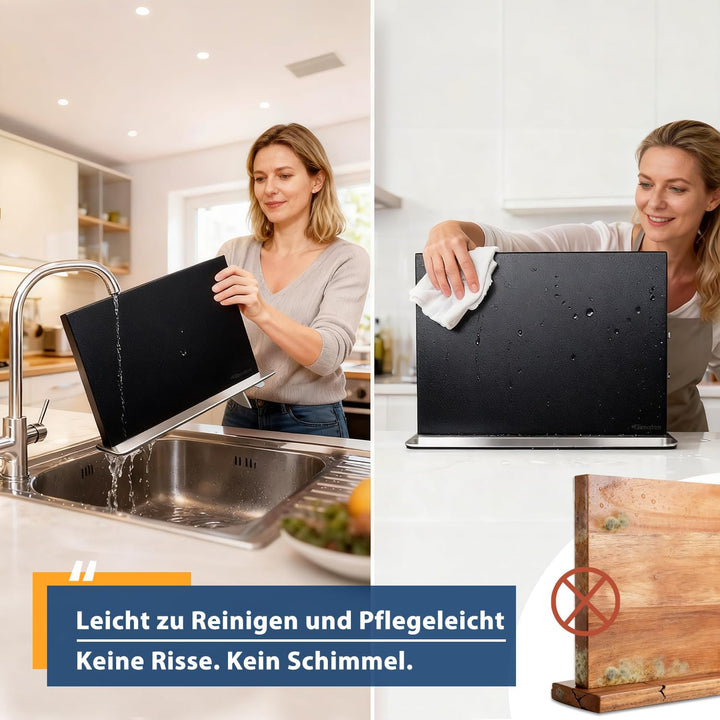 Magnetischer Messerblock ohne Messer - Schwarz Stark Magnetisch & Doppelseitig Messerblock aus Edels