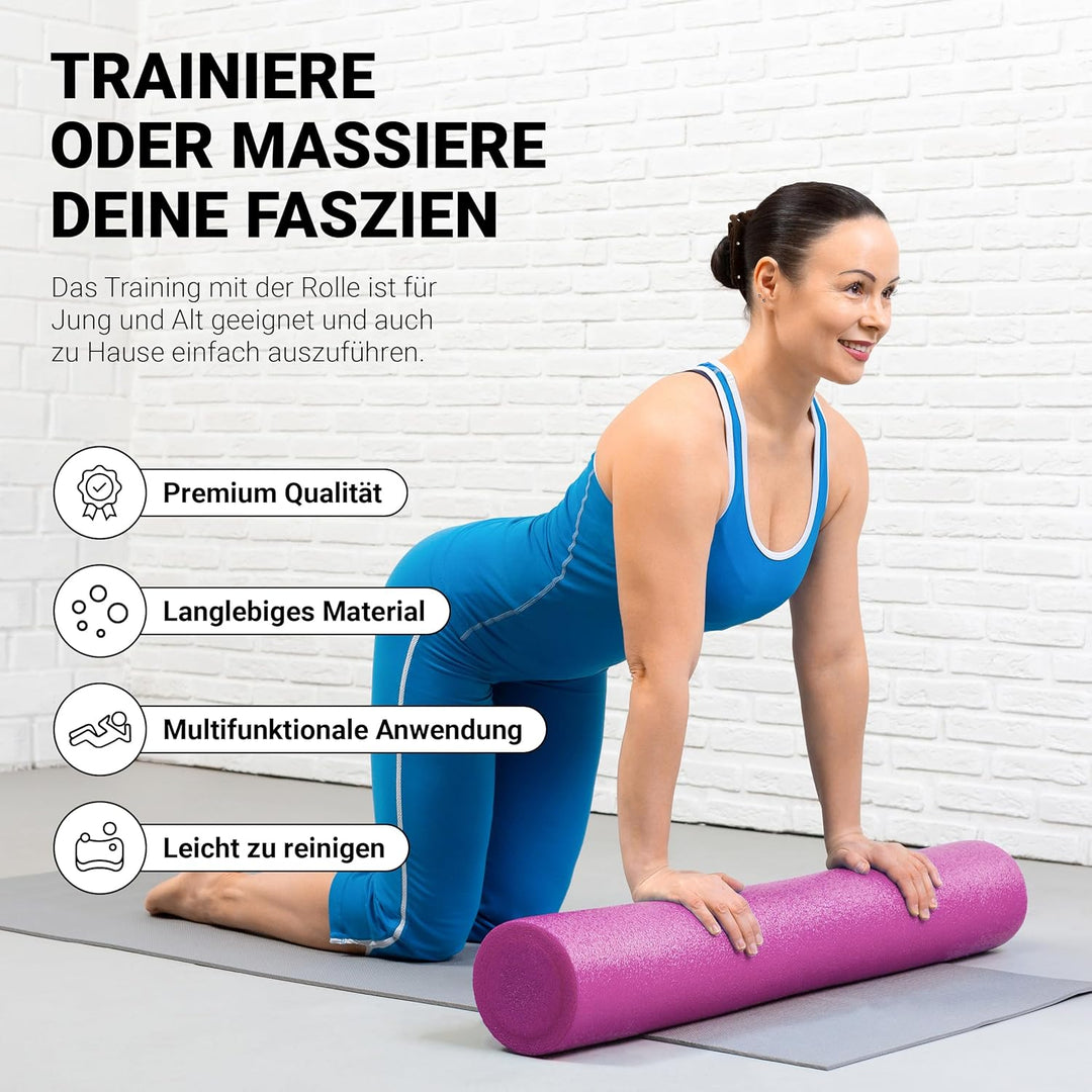 Yoga Rolle Premium | Pilates Rolle - 45 x 15 cm oder 90 x 15 cm - Faszienrolle (Pastellpink, 45 x 15