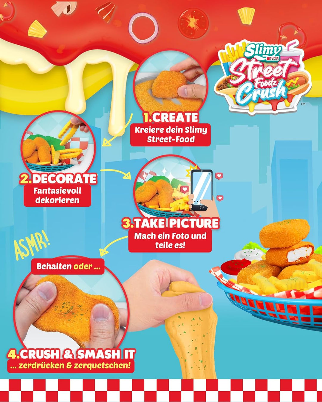 Slimy Street Foodz Crush - Mini Chiccy Nuggies, Slime und Knete Kreativ-Set, Backspiel zum selber Mi