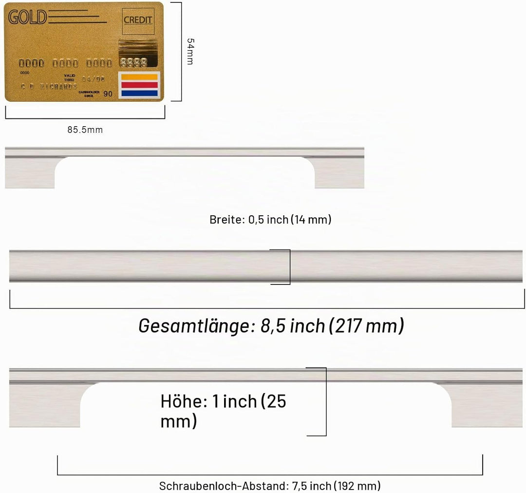 Amerdeco 10 Stück Möbelgriffe Gebürsteter Nickel 192mm Lochabstand Schubladen Griffe für Küchenschrä