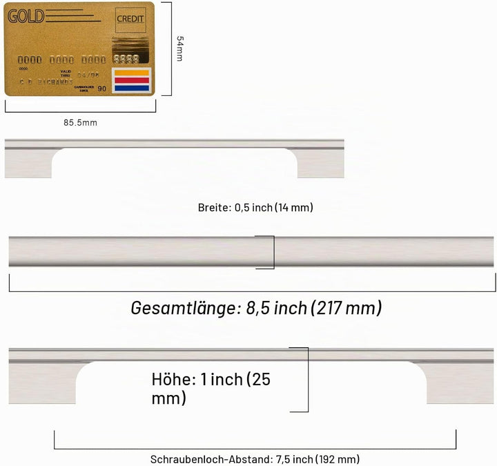 Amerdeco 10 Stück Möbelgriffe Gebürsteter Nickel 192mm Lochabstand Schubladen Griffe für Küchenschrä