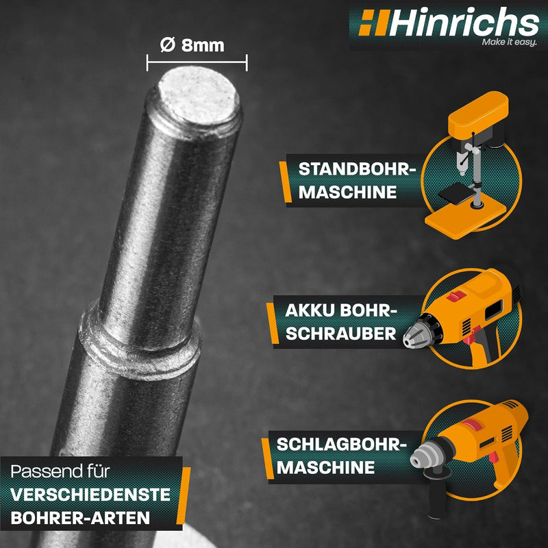 Hinrichs Forstnerbohrer Set 17 teilig im Koffer - Forsterbohrerset 15 bis 40 mm - Holzbohrer - Forst