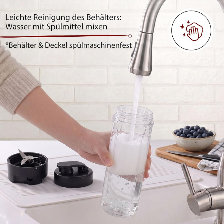 Cloer 6969 Smoothie Maker, Mini Standmixer to go, Milchshakes, Behälter 600 ml, Trinkflasche aus Tri