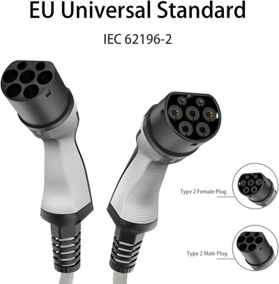 Teskee EV-Ladekabel EV-Ladegerät Typ 2 zu Typ 2 mit Anzeigeleuchten Tragbare Tasche Kompatibel mit A