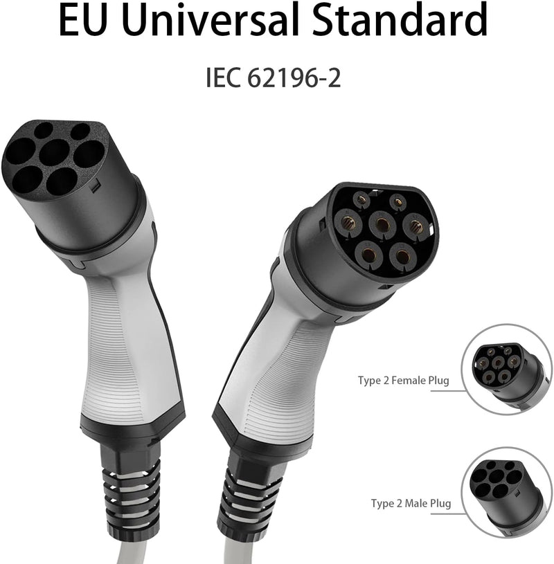 Teskee EV-Ladekabel EV-Ladegerät Typ 2 zu Typ 2 mit Anzeigeleuchten Tragbare Tasche Kompatibel mit A