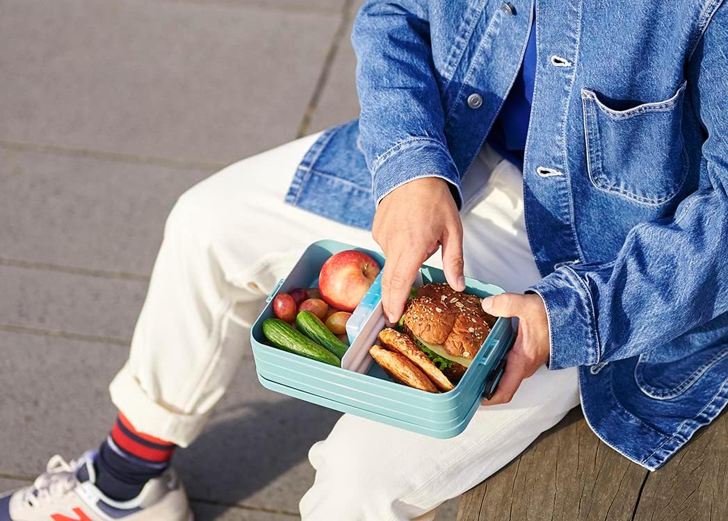 Mepal Brotdose Large – Brotdose To Go - Lunchbox für 4 Sandwiches oder 8 Brotscheiben - Meal Prep Bo