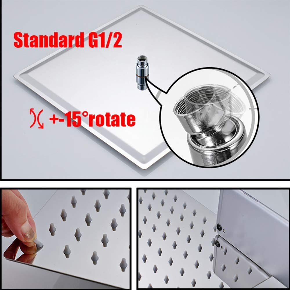 Rozin Regendusche Duschkopf 12 Zoll(30 cm) Quadratischer Ultradünne Edelstahl Hochdruck Kopfbrause R
