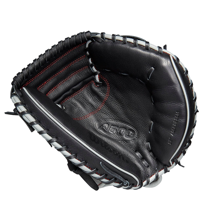 WILSON 2023 A500 Jugend-Baseballhandschuh Grau/Schwarz/Rot 32" Rechte Hand Wurf, Grau/Schwarz/Rot 32