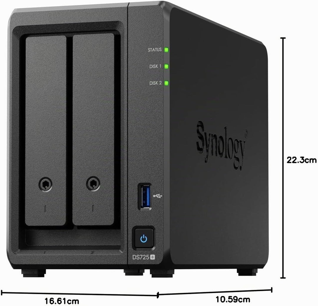 Synology DS725+ NAS-Kit mit 2 Einschüben, Ryzen CPU, 4 GB Speicher, 2,5 GbE-NIC Standardbenutzer, in