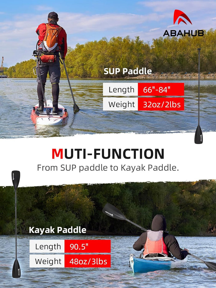 Abahub SUP Paddel / 2 in 1 Sup Kajak Paddel Aluminium Einstellbares Stand Up Paddle für Paddleboard,