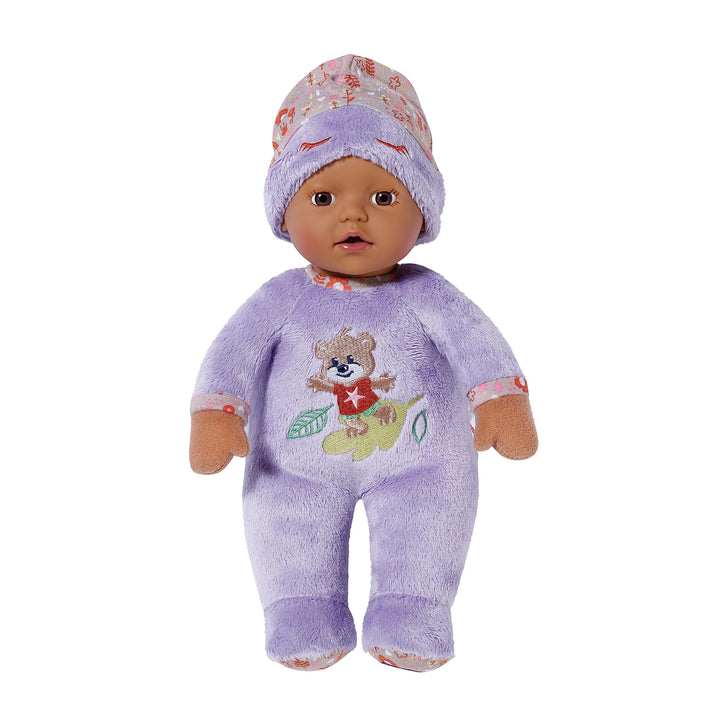 BABY born Sleepy for babies 30cm, weiche Stoffpuppe in lila mit herunterziehbarer Mütze und integrie