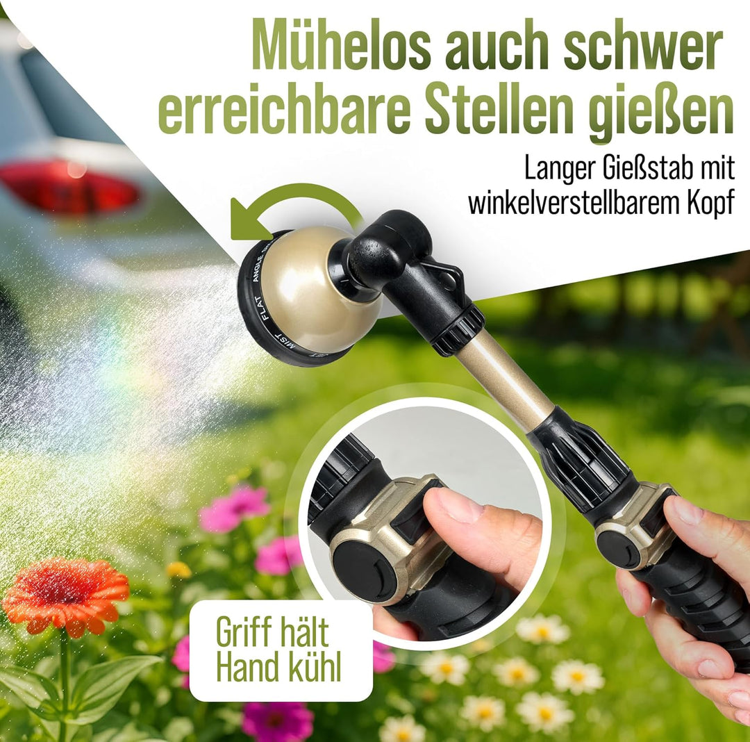 rainfactory Giessstab für Garten [10 Sprühmodi] Wasser-Brausestab, langer Aluminium Comfort-Stab | G