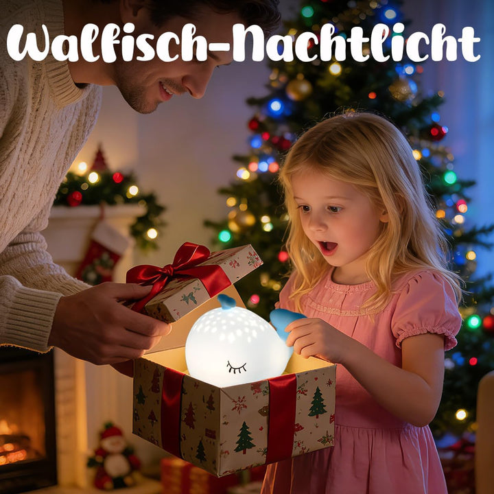 Nachtlicht Kinder mit Weissem Rauschen, Stilllicht Dimmbar Wal Lampe für Baby Kinderzimmer, Wiederau