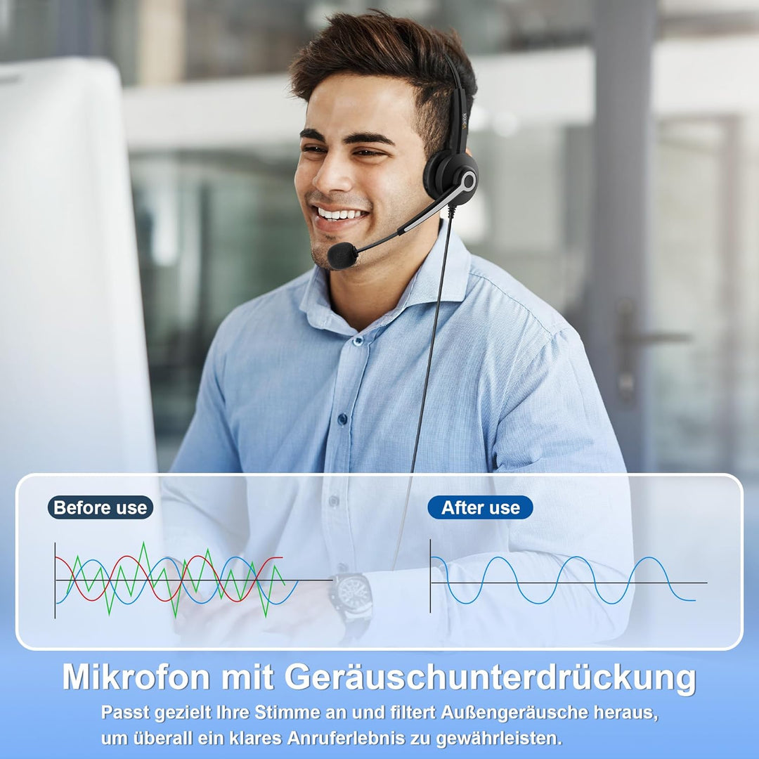 Wantek Headsets mit Noise Cancelling Mikrofon,USB/Type-c/3.5mm Jack 3-in-1 PC Headsets,USB Headsets