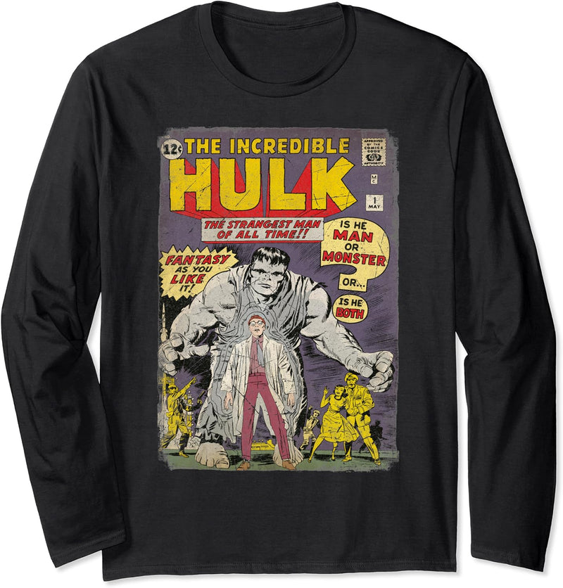 Marvel The Incredible Hulk Classic Retro Comic Book Langarmshirt