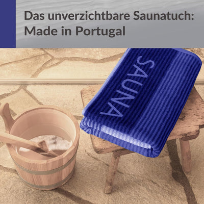Lashuma Saunatuch Helsinki, Blau - Schwarz, Hochwertiges XXL Handtuch, Badehandtuch Strandtuch 85x20