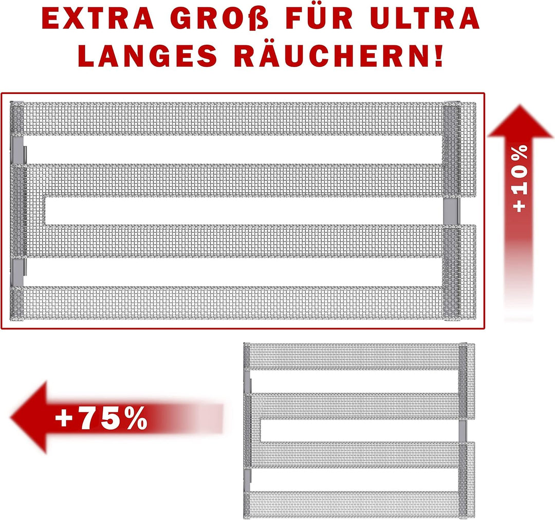 Räucherphorie® Kalträuchergitter XL - Robuster Kaltraucherzeuger aus Edelstahl + E-Book für extra la