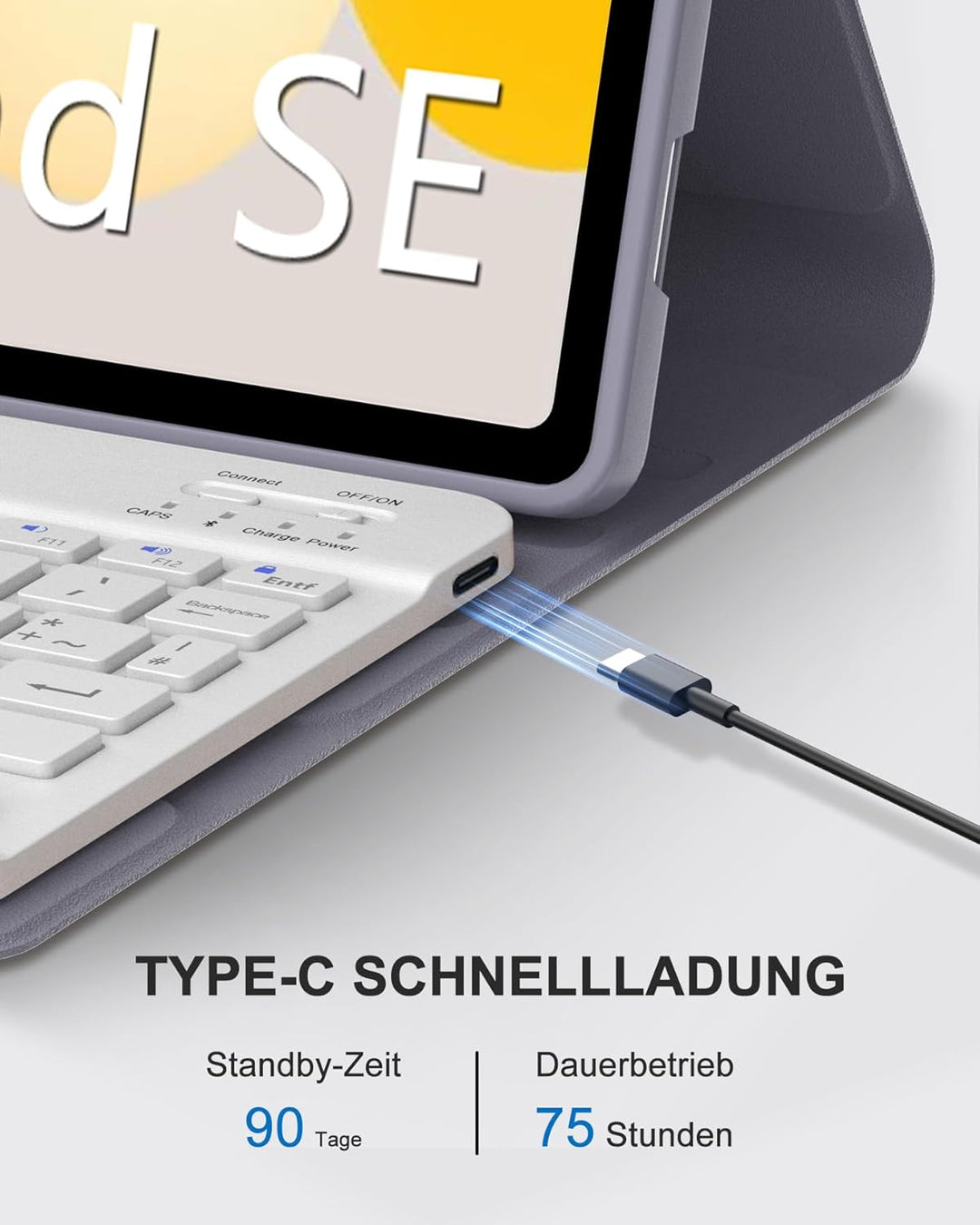 Hülle mit Tastatur für Xiaomi Redmi Pad SE 11 Zoll (2023), Abnehmbare Bluetooth 5.0 Keyboard Schutzh
