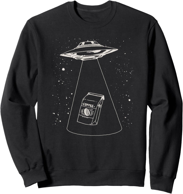 Funny Coffee Alien Abduction UFO, Flying Saucer. Retro Style Sweatshirt