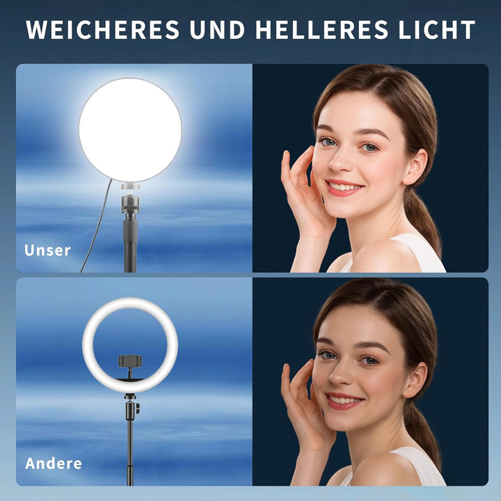 Aogled LED Ringlicht mit Handystativ, Videoleuchte mit 3 Farbmodi & 5 Helligkeitsstufen, USB-betrieb