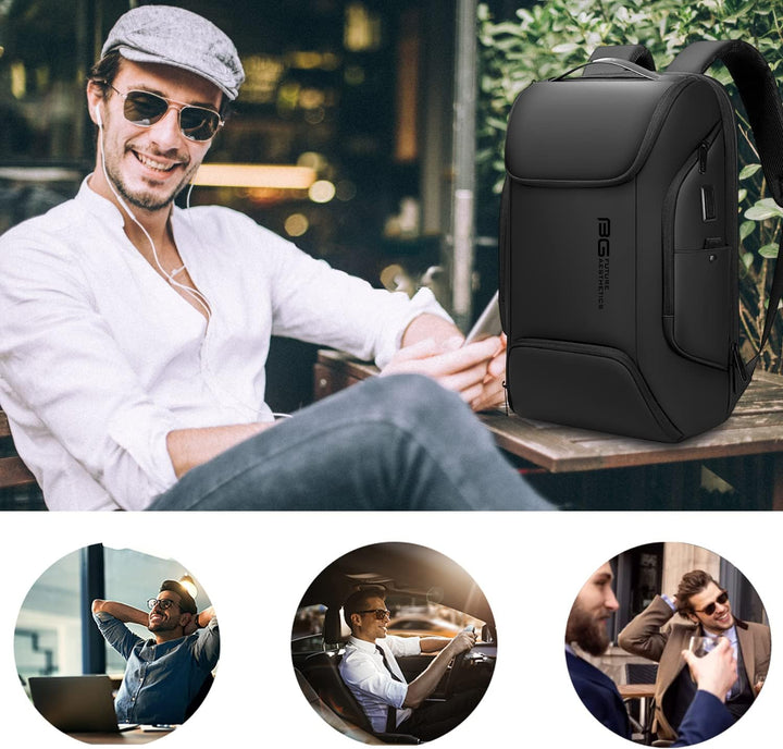 BANGE Laptop Business Männer Rucksack Wasserdicht Grosse Kapazität Externe Lade Port Tasche Grau Mod