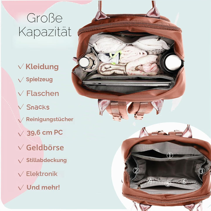 LORADI 18-Pockets Windel Bag Rucksack mit wasserdichten Taschen und Kinderwagen Schnalle, wandelbare