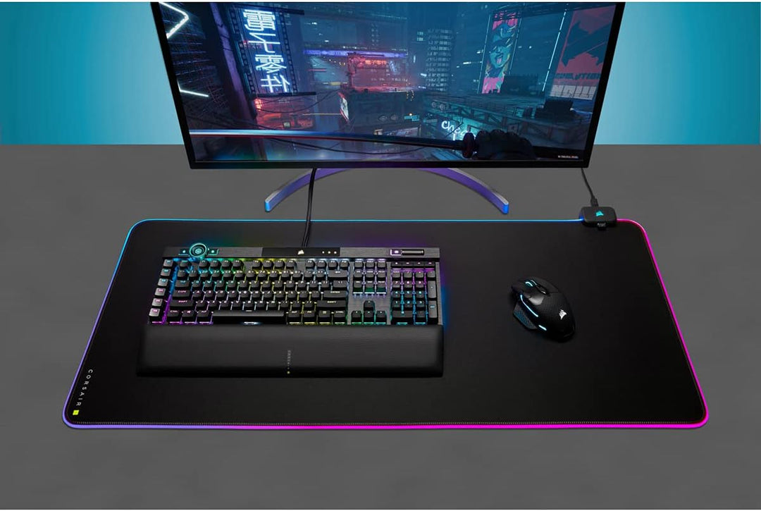 Corsair MM700 RGB Extended Cloth Gaming-Mauspad - 930mm x 400mm - 360° RGB-Beleuchtung - Zwei USB-Po