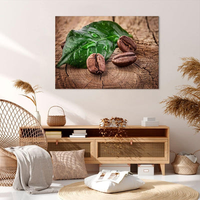 Bilder auf Leinwand 100x70cm Leinwandbild Aroma Kaffee Pflanze Samen Gross Wanddeko Bild Schlafzimme