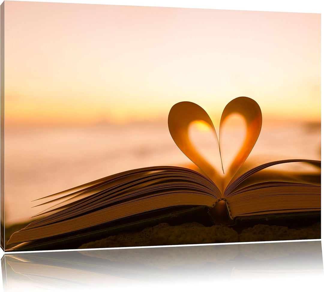 Pixxprint Das Herz aus Einer Buchseite, Format: 100x70 auf Leinwand, 100x70