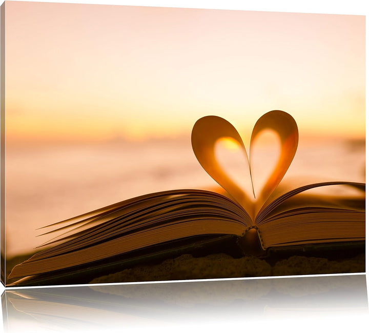 Pixxprint Das Herz aus Einer Buchseite, Format: 100x70 auf Leinwand, 100x70