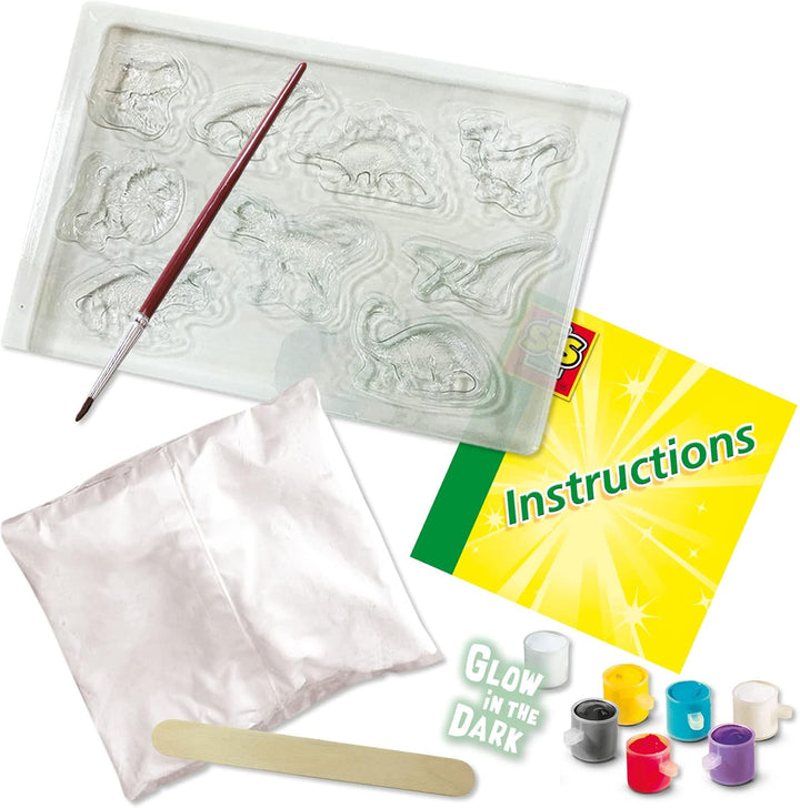SES Creative 01292 Gips Giessen Dino-Fantasie, Dinosaurier Bastelset für Kinder Fantasy, Fantasy