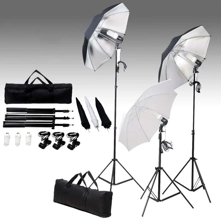 vidaXL Fotostudio Set 24 W Studioset Studiolampe Studioleuchte Stativ Schirm 190041, 190041