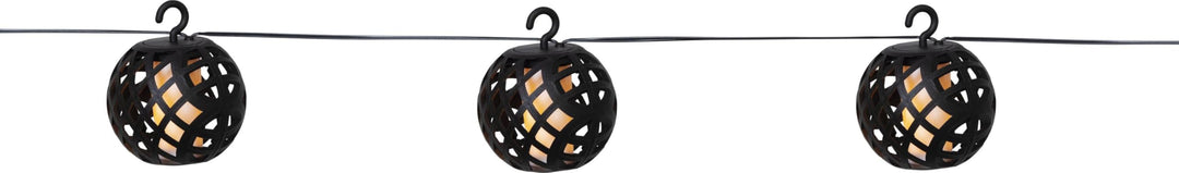 Star Trading Solar-Lichterkette mit Flammeneffekt, 8 Kugelleuchten, Schachbrettmuster, Solarpanel 20