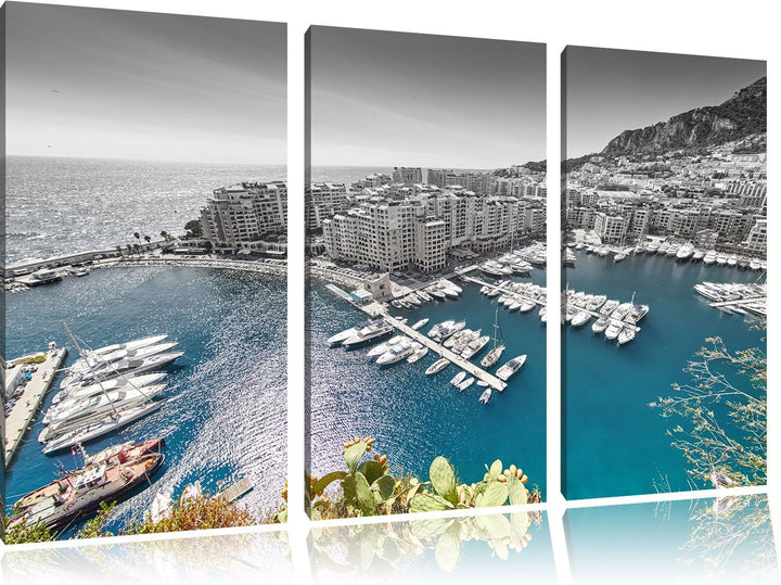 Pixxprint Atemberaubende Küste von Monaco als Leinwandbild | Grösse: 3 Teilig (120x80) | Wandbild| K