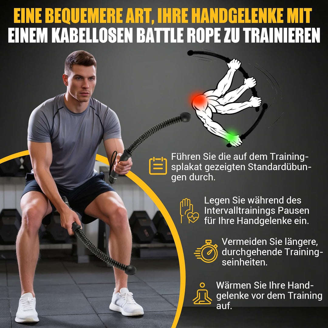 Ropeless Battle Ropes, Battle Rope Ohne Seil mit Tragetasche & Übungsanleitung, Gewichtete Trainings