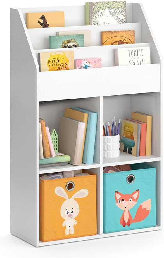 Vicco Kinderregal Luigi, Weiss, 72 x 114.2 cm mit 2 Faltboxen, mit 2 Faltboxen