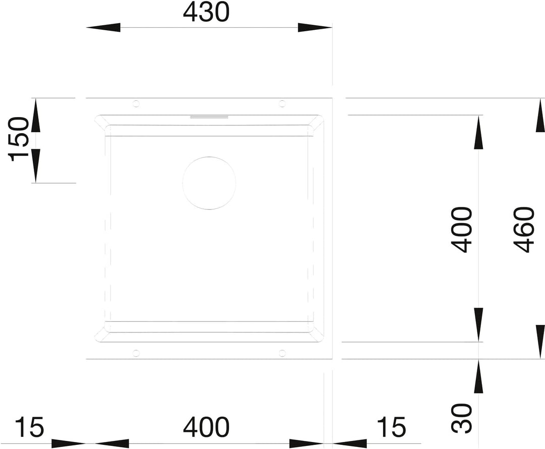 BLANCO SUBLINE 400-U | SILGRANIT schwarz | Einbauart: Unterbau | ohne Ablauffernbedienung | 50er Unt
