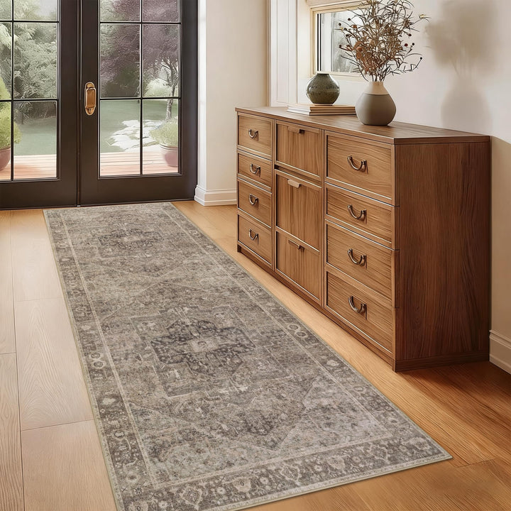 Homcomodar Teppich Läufer Flur 80x200cm Vintage Läufer Küchenteppich Waschbar Teppich Flur rutschfes