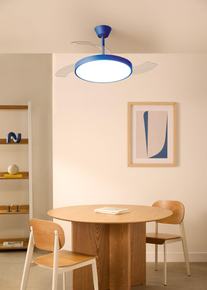 CREATE / WIND CLEAR STUDIO S/Deckenventilator mit Beleuchtung Kobaltblau mit Fernbedienung / 40W, Ti