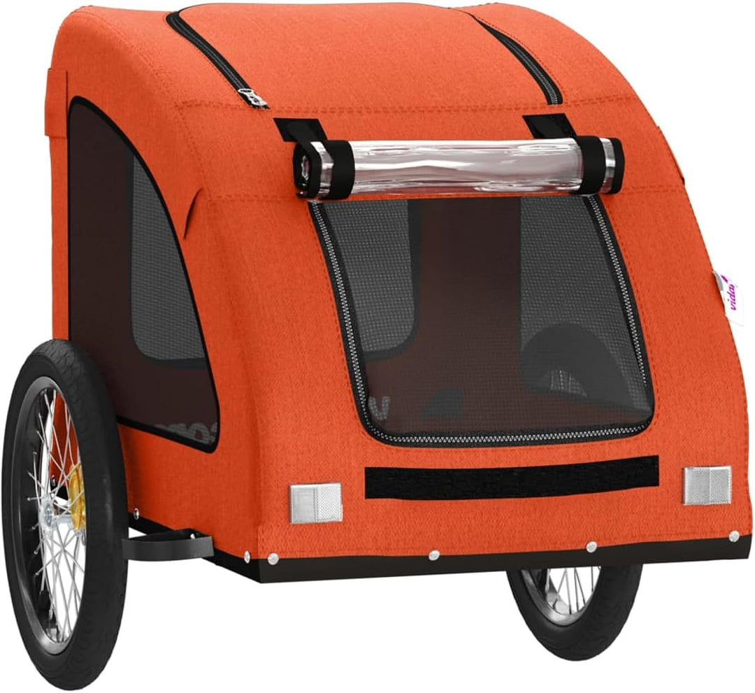 Hunde-Fahrradanhänger Orange, Oxford-Eisen | Robuster Stahlrahmen, wetterfestes Oxford-Gewebe, siche