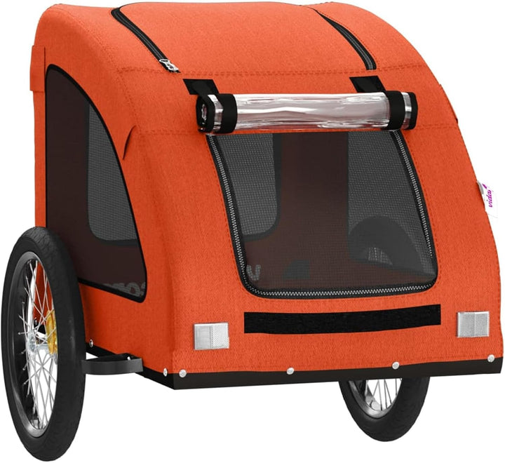 Hunde-Fahrradanhänger Orange, Oxford-Eisen | Robuster Stahlrahmen, wetterfestes Oxford-Gewebe, siche