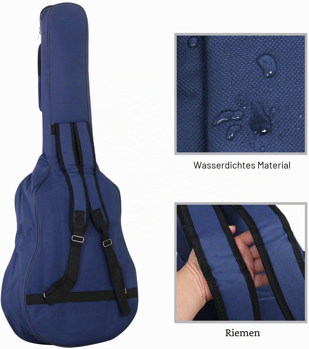 TRIXES Gitarrentasche mit Schultergurten - Wasserdichtge Gepolsterte Tasche - Bass, Akustik & Klassi