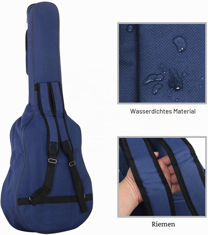TRIXES Gitarrentasche mit Schultergurten - Wasserdichtge Gepolsterte Tasche - Bass, Akustik & Klassi